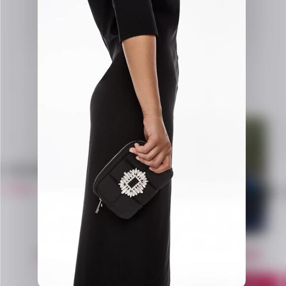 Zara Black Jewel Rhinestone BEADED MINI Quilted CROSSBODY BAG - Picture 5 of 16